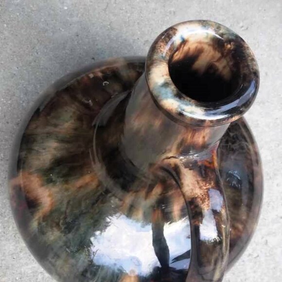 Vintage 1930's Brush McCoy Brown Onyx Glazed Ceramic Music Box Jug - Picture 5 of 8